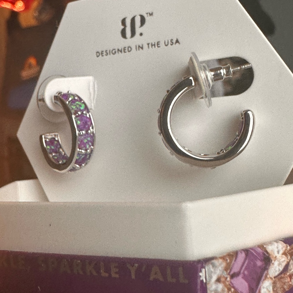 Amethyst Fire Opal Hoops | Bomb Party | Earrings